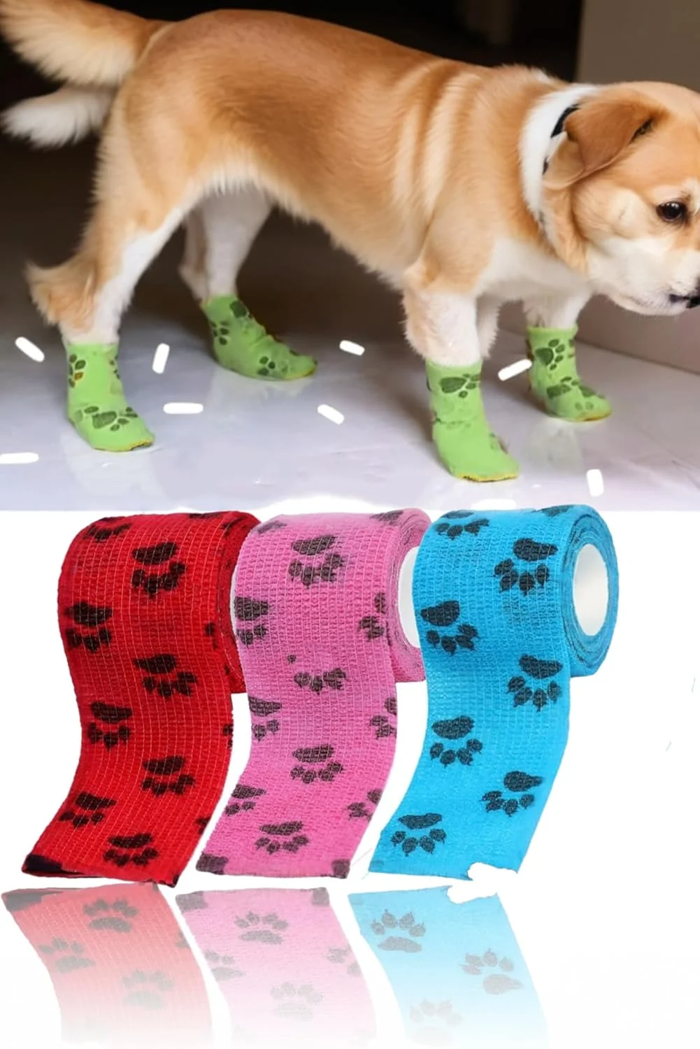 کفش بانداژی محافظ سگ سوییت سون - پاپوش های خود چسب برای سگ های کوچک، متوسط و بزرگ (3 عدد) - عرض 9.9 سانتی متر، از پنجه های آنها به راحتی با این پاپوش های بانداژی یکبار مصرف محافظت کنید.