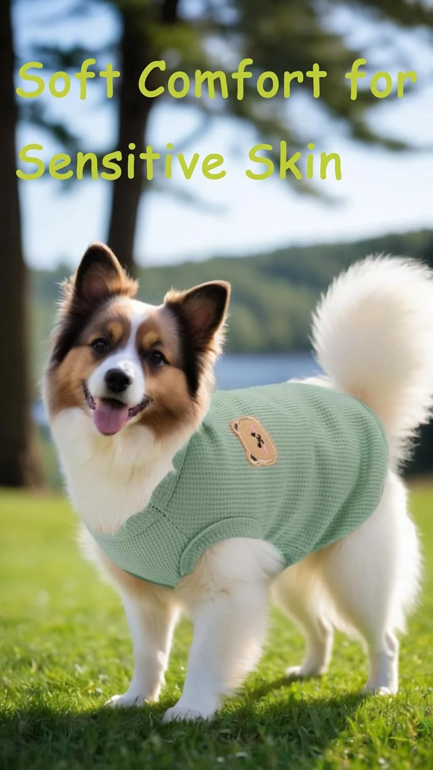 تی‌شرت نخی سگ مناسب تابستان - تی‌شرت سبک حیوانات خانگی برای پوشیدن راحت، نرم و تنفس‌پذیر، جلیقه بدون آستین کشی - لباس سگ برای سگ‌های متوسط و کوچک (سایز L)