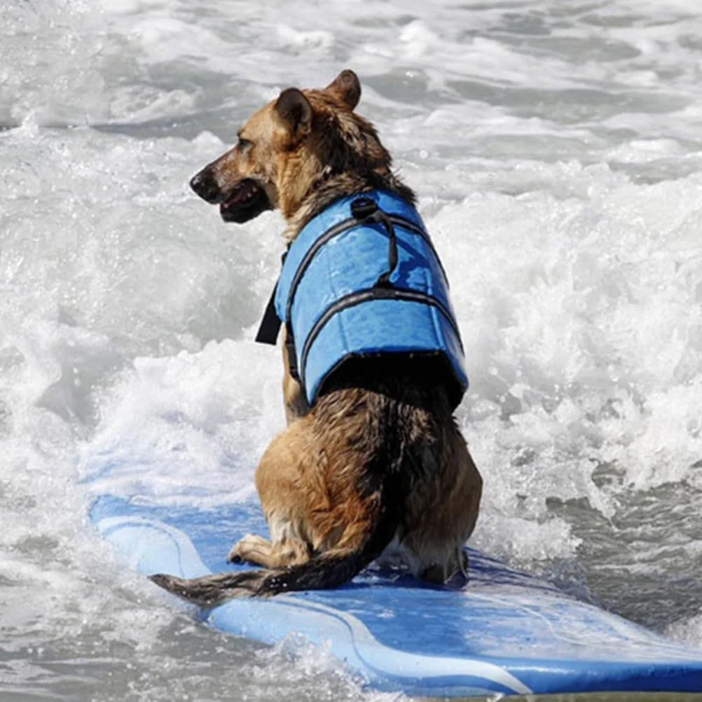 جلیقه نجات حیوانات خانگی، ژاکت آبی، لباس شنای توله سگ، جلیقه شنای توله سگ، ژاکت بیرونی تابستانی سگ آبی، نجات غریق، آستر رمزگذاری شده بازتابنده