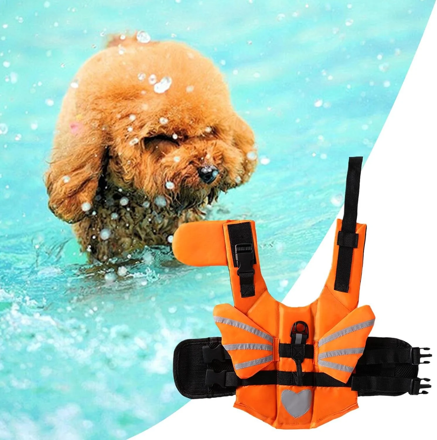 لباس شنا سگ | ژاکت شنا بازتابنده | ژاکت شناور بازتابنده قابل تنظیم برای نجات سگ خانگی در استخر، قایق سواری، ساحل و فضای باز لباس شنا سگ | ژاکت شنا بازتابنده | ژاکت شناور بازتابنده قابل تنظیم برای نجات سگ خانگی در استخر، قایق سواری، ساحل و فضای باز