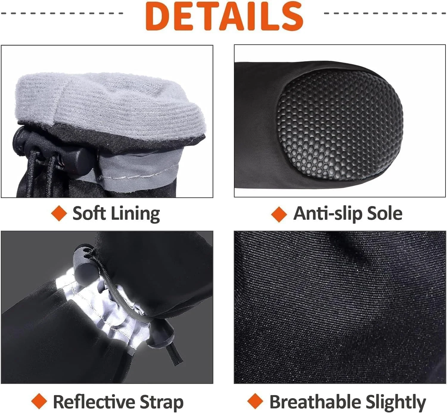 کفش سگ، کفش محافظ سگ با نوارهای بازتابنده - چکمه های ضد لغزش برای سگ های کوچک تا متوسط ​​و توله سگ ها - مجموعه 4 عددی - محافظ ایده آل پنجه برای پیاده روهای داغ (سایز 5 مشکی)