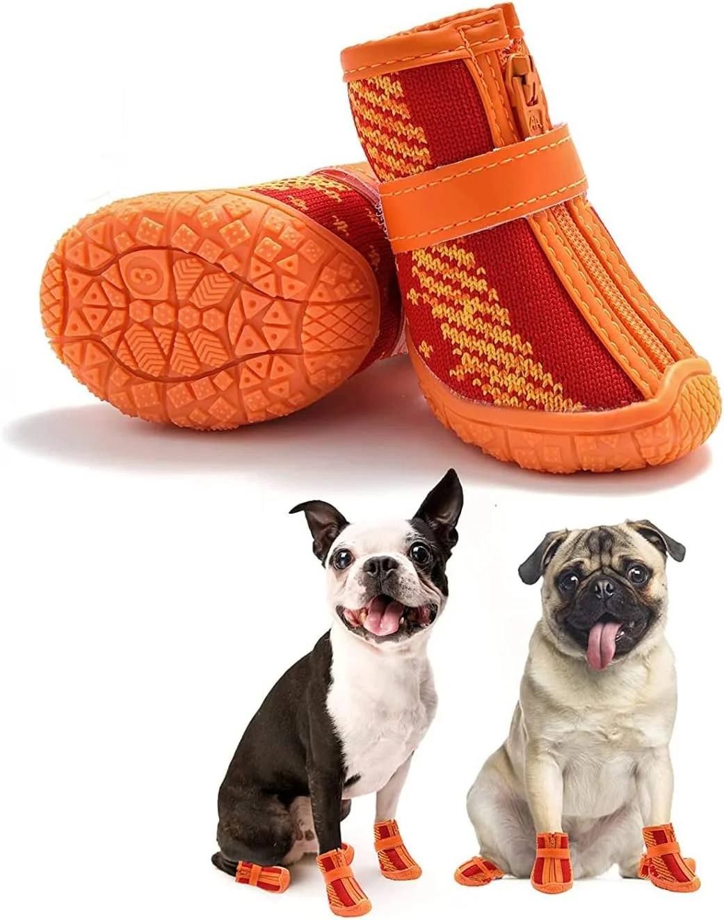 کفش سگ SYOSI برای سگ های کوچک، کفش پیاده روی تنفسی سگ، کفش برفی سگ برای سگ های کوچک، کفش توله سگ برای پیاده رو داغ 4 عددی