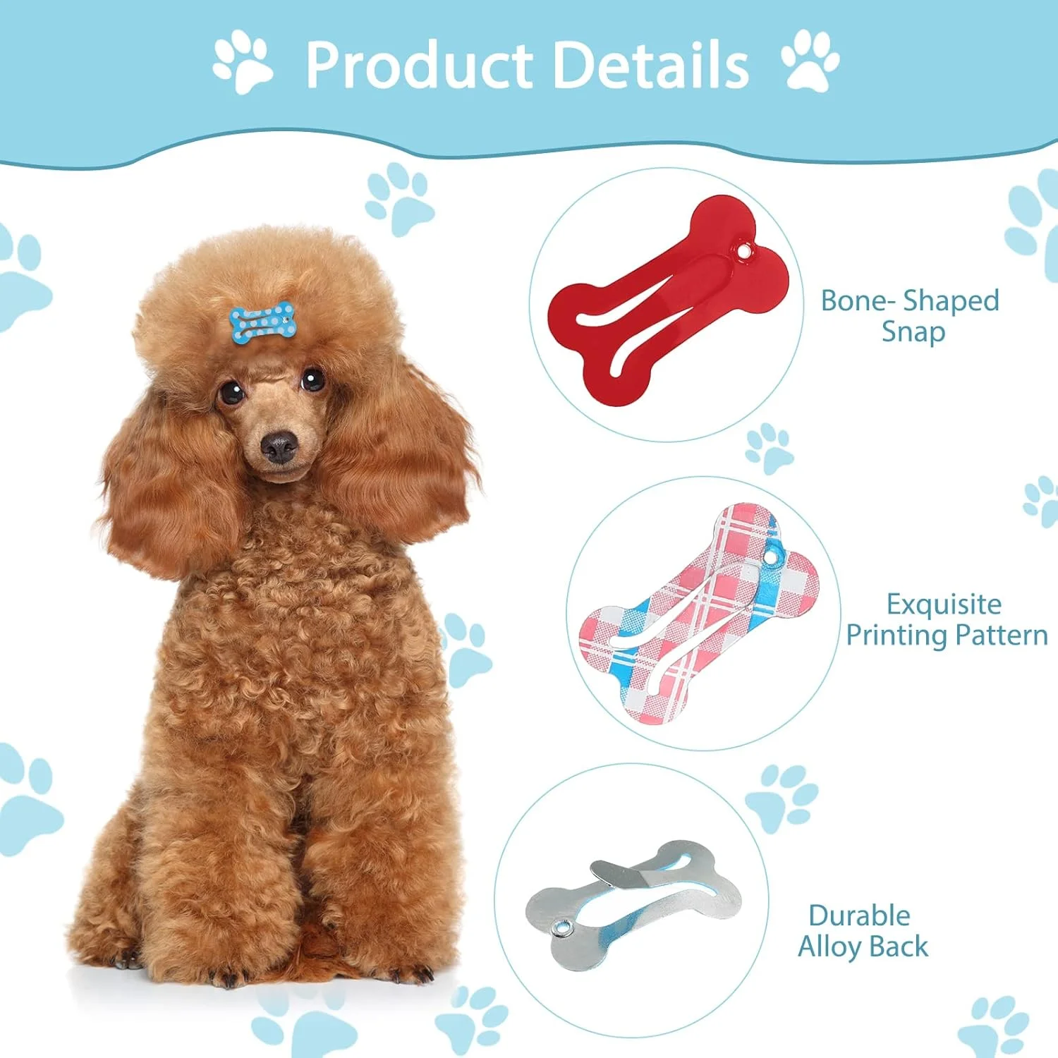 گیره مو سگ طرح استخوان Syhood، 50 عدد گیره موی رنگارنگ کوچک برای سگ، گربه و توله سگ، 25 مدل (زیبا)