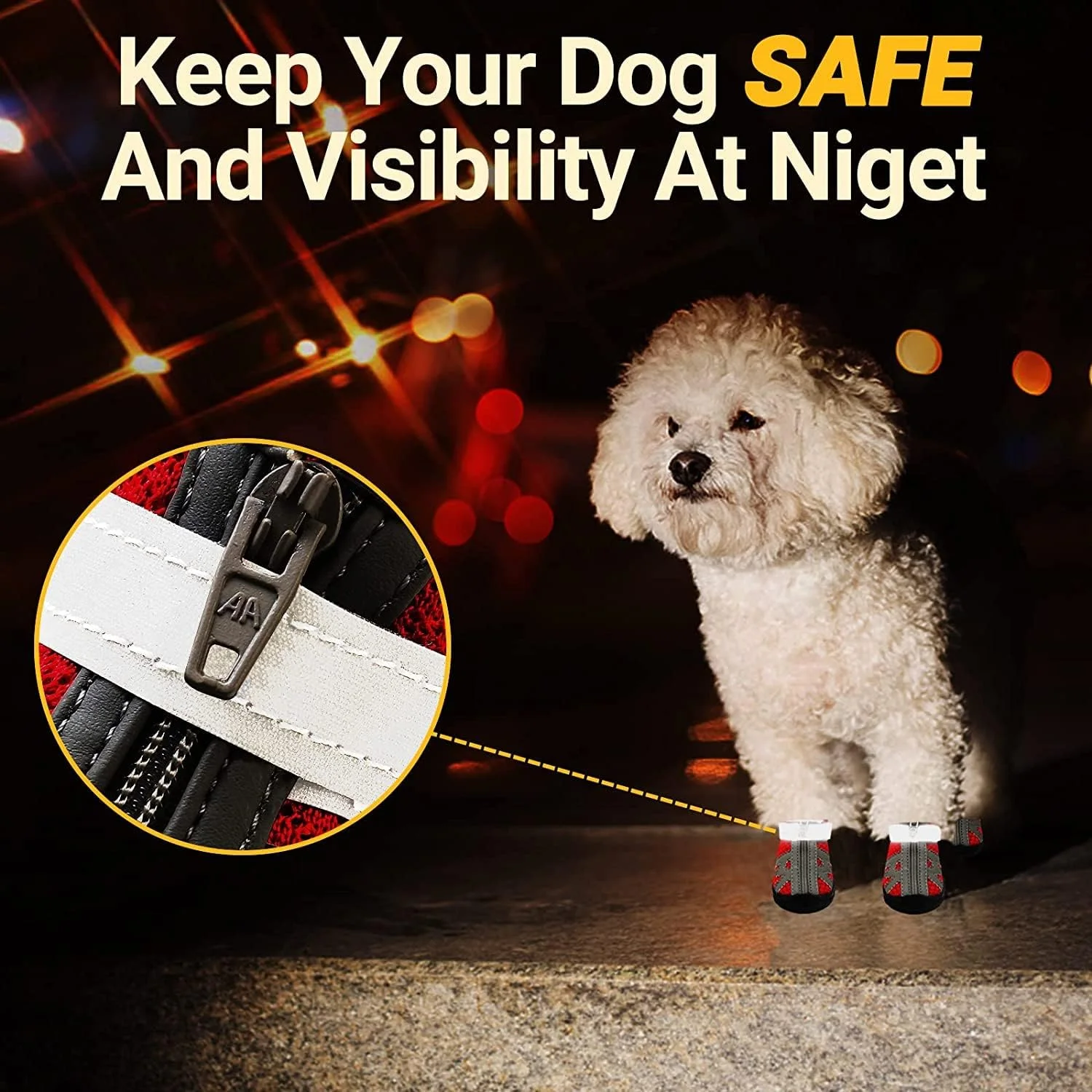 کفش سگ کوچک SYOSI محافظ پنجه، کفش سگ تنفسی برای سگ های کوچک و متوسط 4 عددی (سایز #4 (طول*عرض: 4.8*4.3 سانتی متر) برای 7.7-10.4 کیلوگرم)