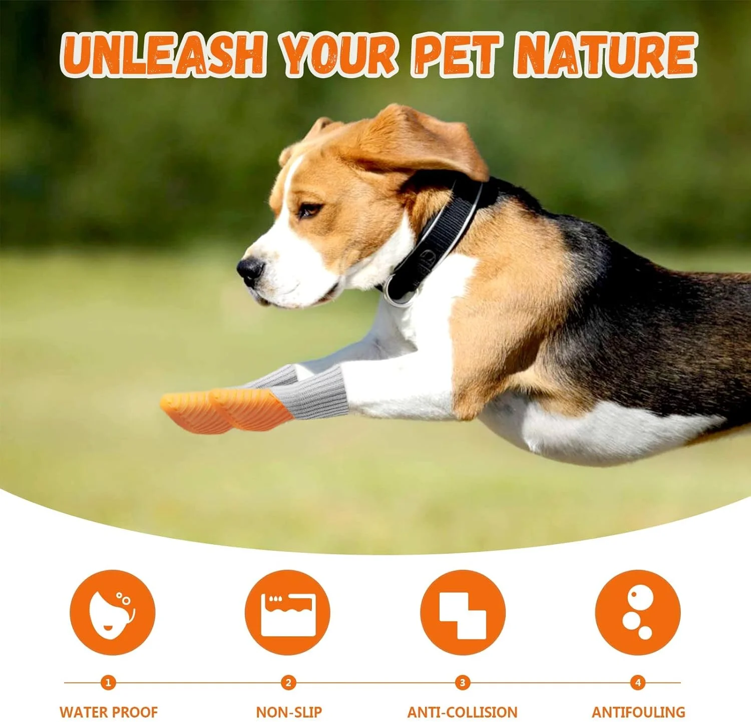جوراب سگ ضد لغزش سایوسی، محافظ پنجه ضد آب مناسب فضای باز برای توله سگ های کوچک، متوسط و بزرگ (نارنجی، M، 4 عدد)