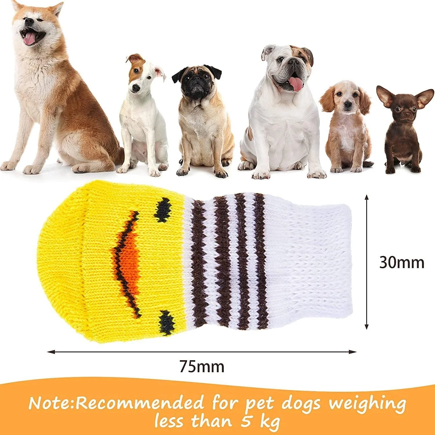 جوراب نخی سگ SYOSI، محافظ پنجه حیوانات خانگی، جوراب بافتنی گرم، جوراب بافتنی ضد لغزش و زیبا برای سگ های کوچک و گربه ها، مناسب برای زمستان در داخل خانه، 8 عدد