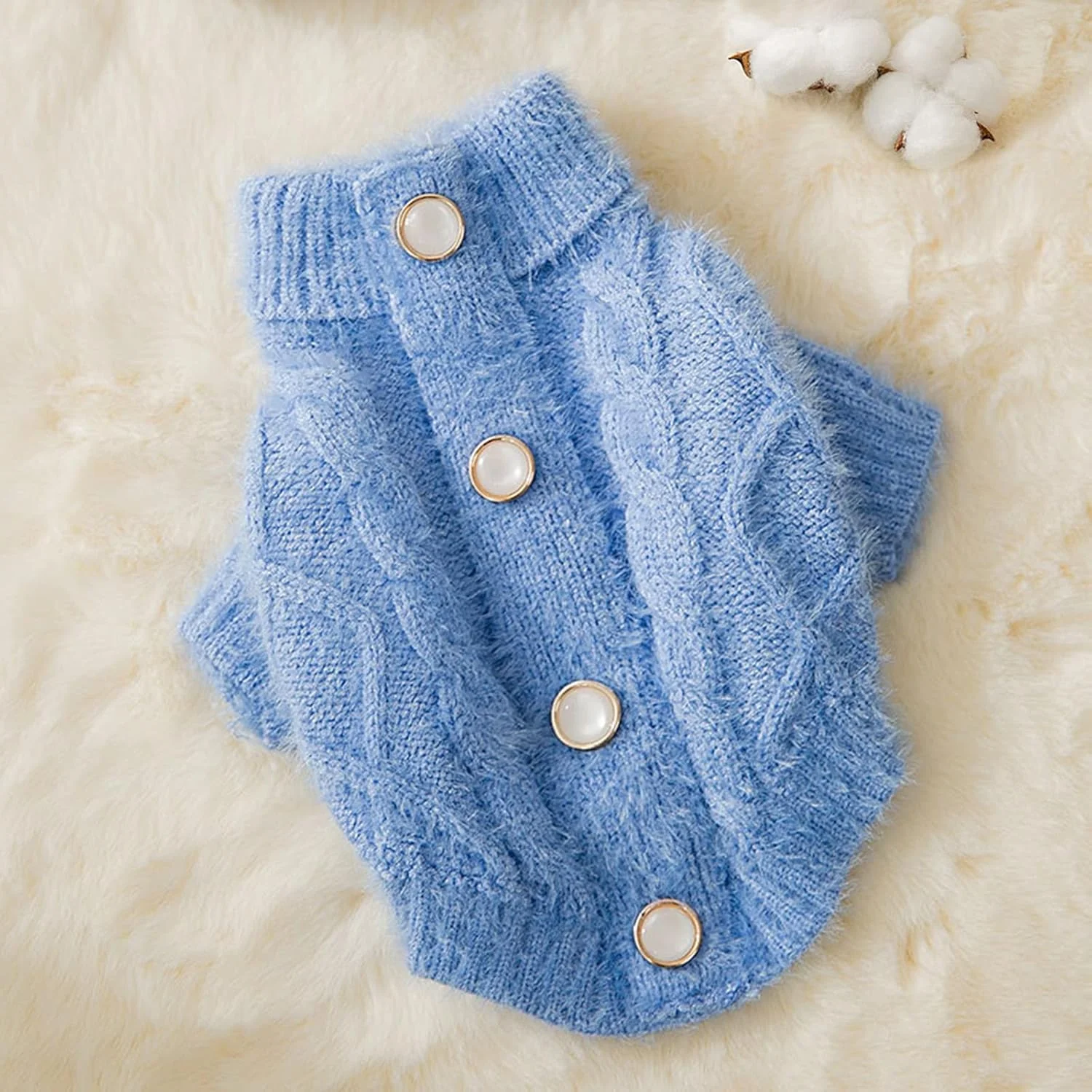 پلیور سگ، SYOSI، لباس حیوانات خانگی، پلیور مخمل مینک مصنوعی، گرم بافتنی برای توله سگ، نژادهای کوچک و متوسط (M، آبی)، SWE76