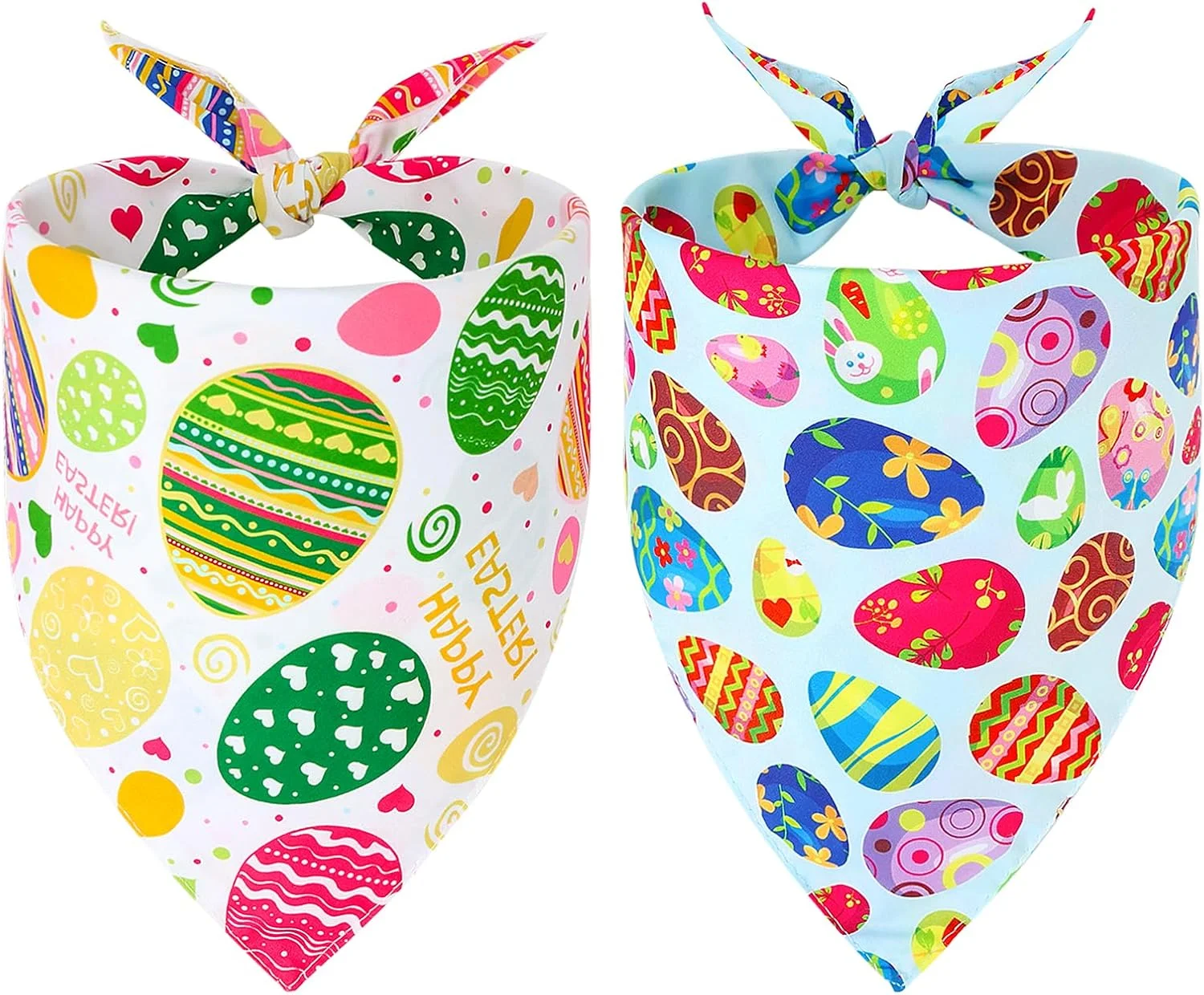 دستمال گردن سگ طرح عید پاک SZEE، بسته 2 عددی دستمال گردن سگ دو رو برای لباس عید پاک سگ، پوشاک و لوازم جانبی سگ، روسری مثلثی سگ برای عکاسی و دکور تعطیلات (بزرگ، آبی و سفید)