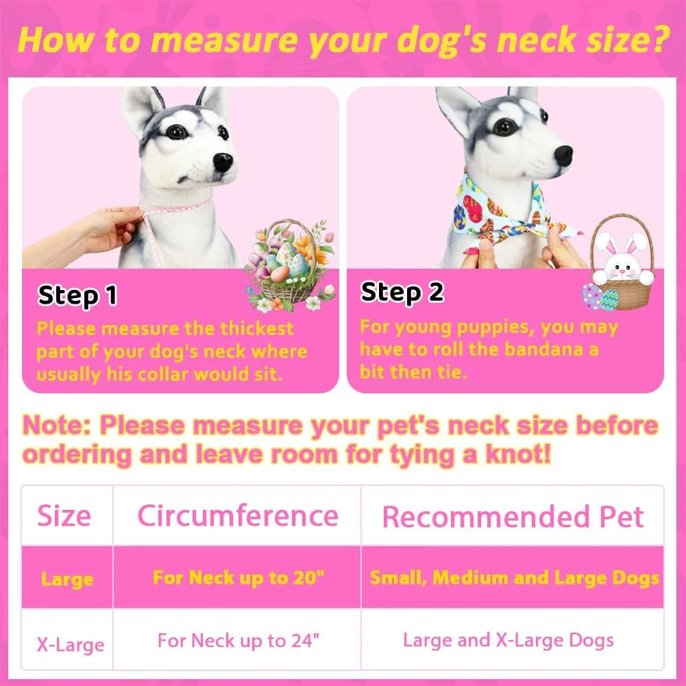 دستمال گردن سگ طرح عید پاک SZEE، بسته 2 عددی دستمال گردن سگ دو رو برای لباس عید پاک سگ، پوشاک و لوازم جانبی سگ، روسری مثلثی سگ برای عکاسی و دکور تعطیلات (بزرگ، آبی و سفید)