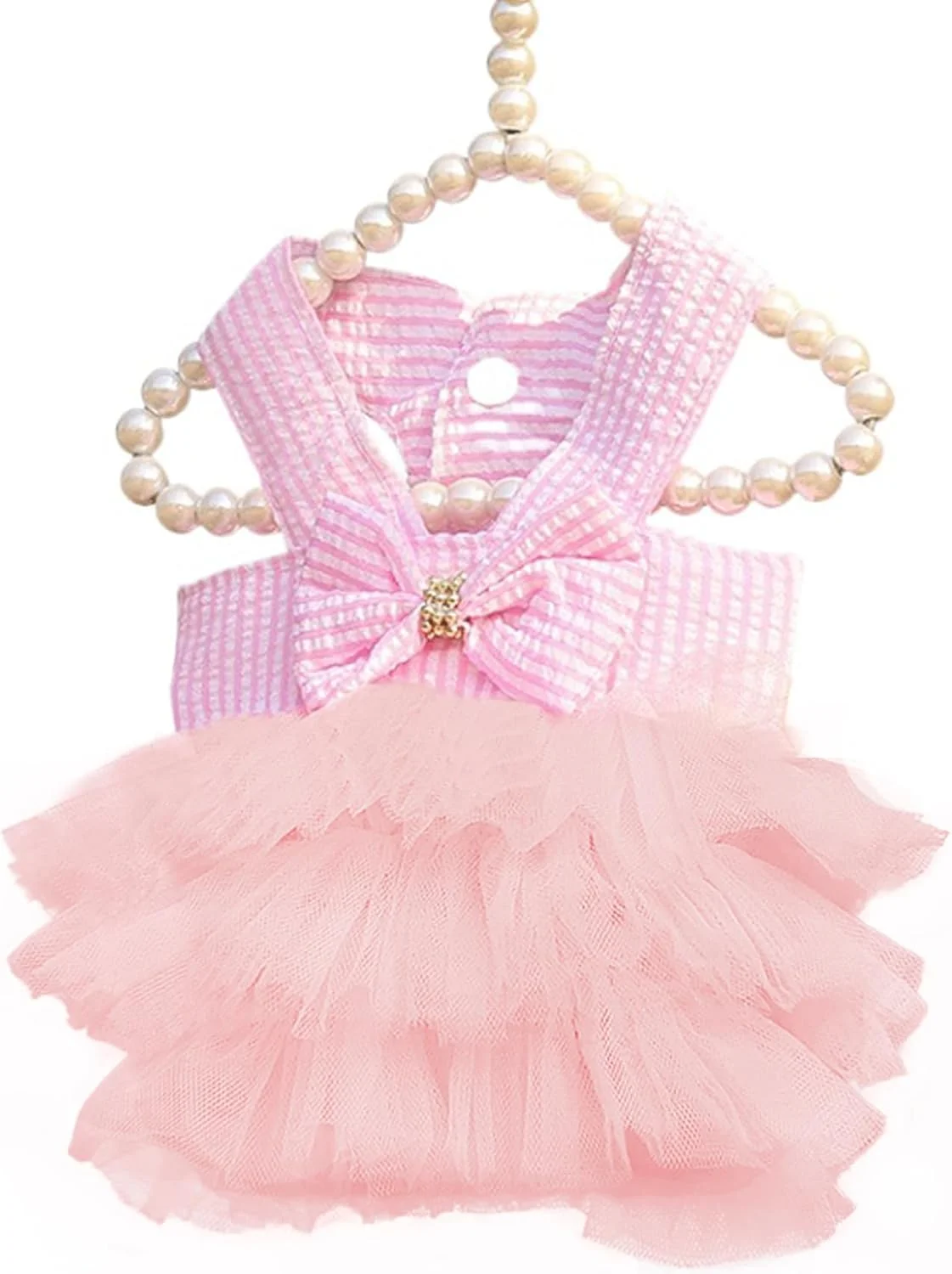 لباس سگ TAPBULL، لباس شیک حیوانات خانگی، لباس توری راه راه پرنسسی توله سگ (صورتی، خیلی کوچک)