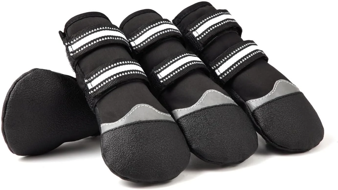 جوراب سگ ضد آب تزویق برای سگ های بزرگ و متوسط، کفش سگ با چسبندگی دو طرفه برای پیاده روهای داغ و زمستان، چکمه سگ سبک و راحت (سایز بزرگ مشکی) جوراب سگ ضد آب تزویق برای سگ های بزرگ و متوسط، کفش سگ با چسبندگی دو طرفه برای پیاده روهای داغ و زمستان، چکمه سگ سبک و راحت (سایز بزرگ مشکی)