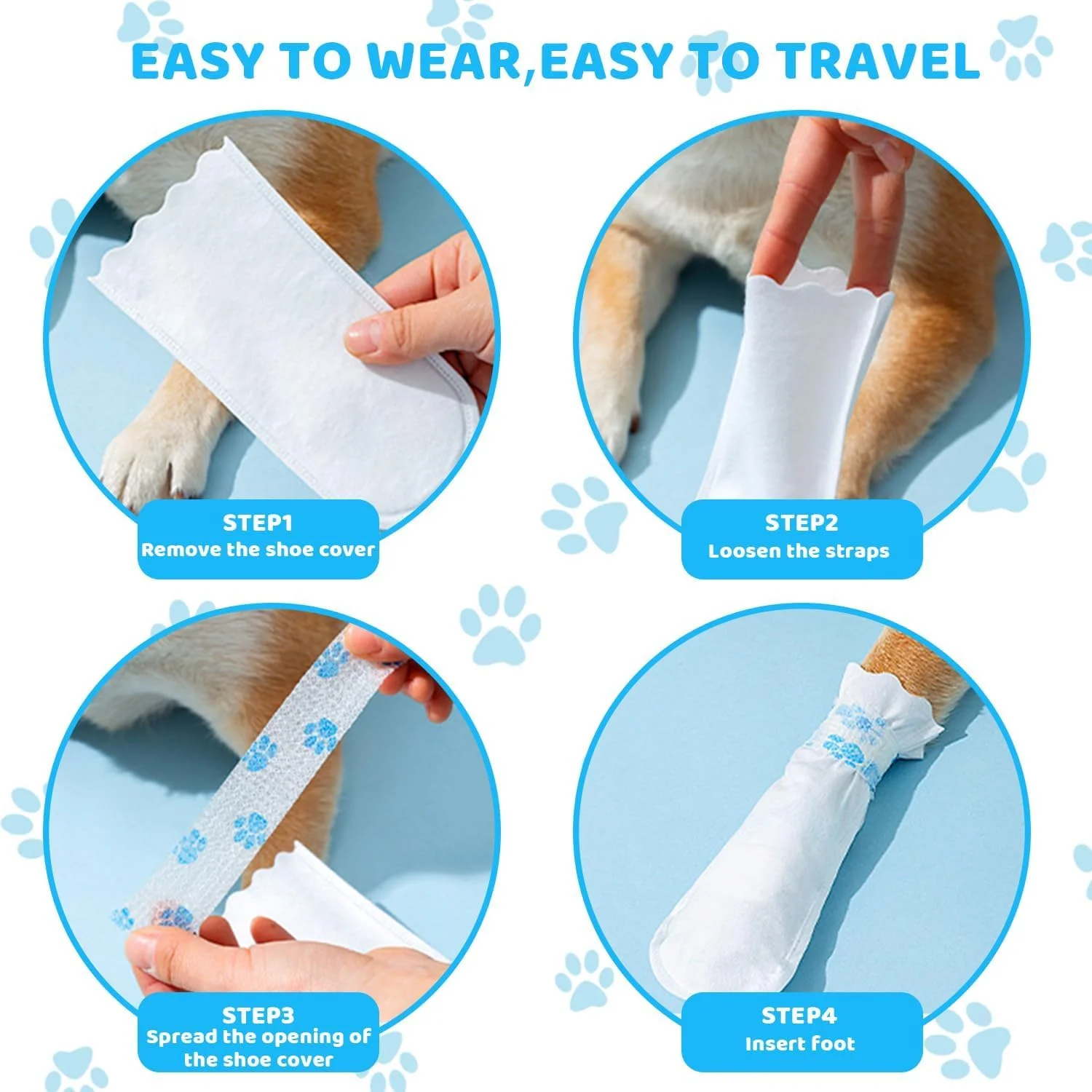 کفش سگ تازویق 20 عددی برای محافظت از پنجه، کفش حیوانات خانگی با باند خود چسب تنظیم شونده، پاپوش سگ یکبار مصرف برای پیاده روی در فضای باز و داخل خانه (M)