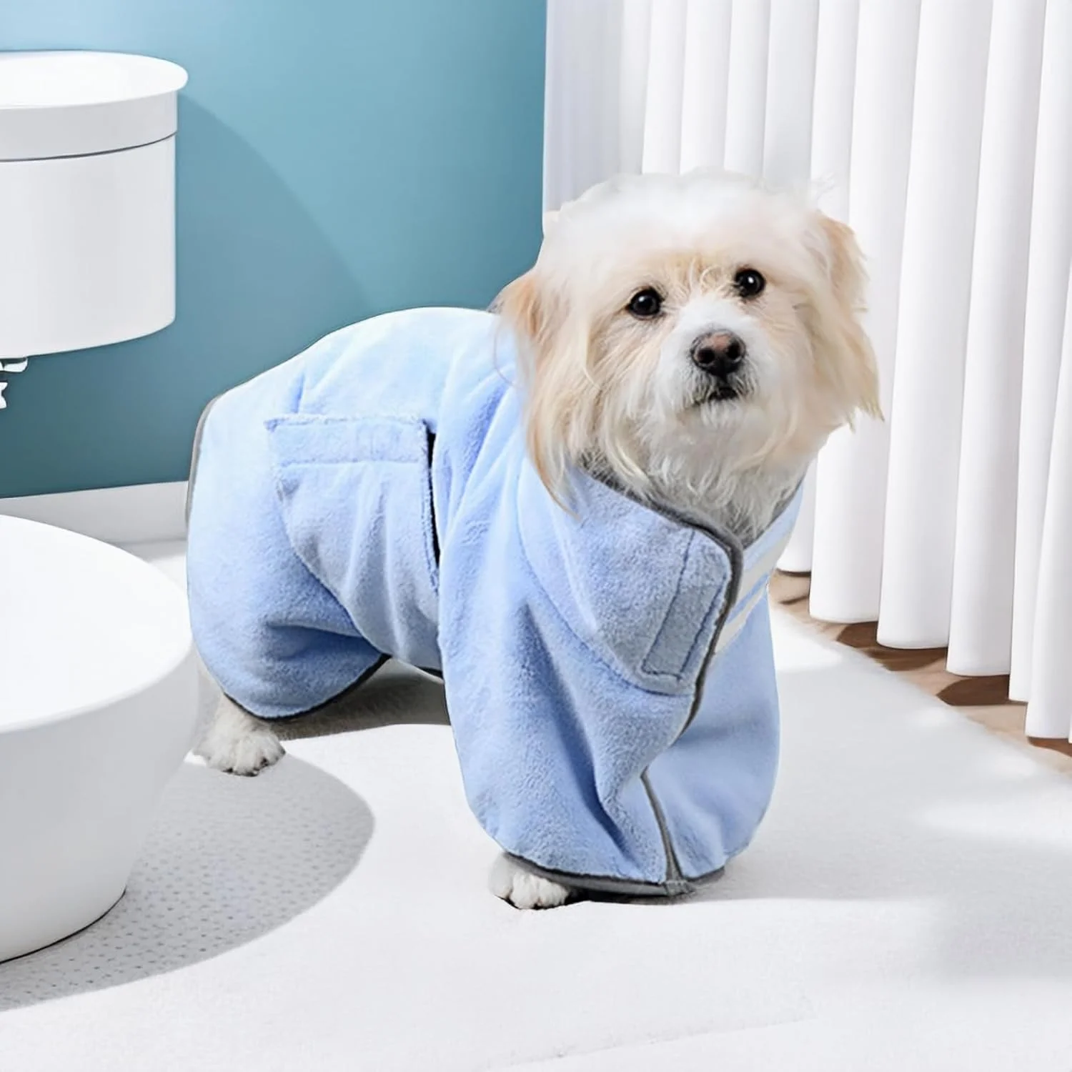 حوله تن پوش حیوانات خانگی TERRIFI، کت خشک کن میکروفایبر فوق العاده جاذب برای سگ و گربه، حوله خشک کننده سریع، نرم و خشک شونده سریع، ایده آل برای زمان حمام حیوانات خانگی، سایز کوچک، رنگ آبی