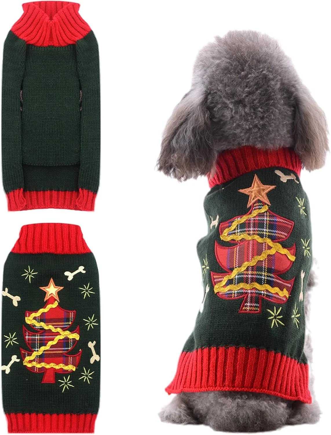 ژاکت سگ کریسمس، ژاکت تعطیلات سگ کریسمس، ژاکت سال نو، لباس زمستانی حیوانات خانگی، لباس سگ و گربه سایز کوچک و متوسط