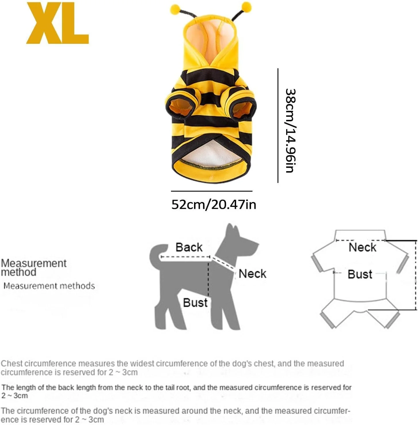 لباس زنبوری سگ، هودی سگ، لباس گرم و بامزه کلاه دار توله سگ، مناسب برای تعطیلات و نقش آفرینی، لباس گربه و سگ های کوچک، سایز ایکس لارج (مناسب 6-7 کیلوگرم) لباس زنبوری سگ، هودی سگ، لباس گرم و بامزه کلاه دار توله سگ، مناسب برای تعطیلات و نقش آفرینی، لباس گربه و سگ های کوچک، سایز ایکس لارج (مناسب 6-7 کیلوگرم)