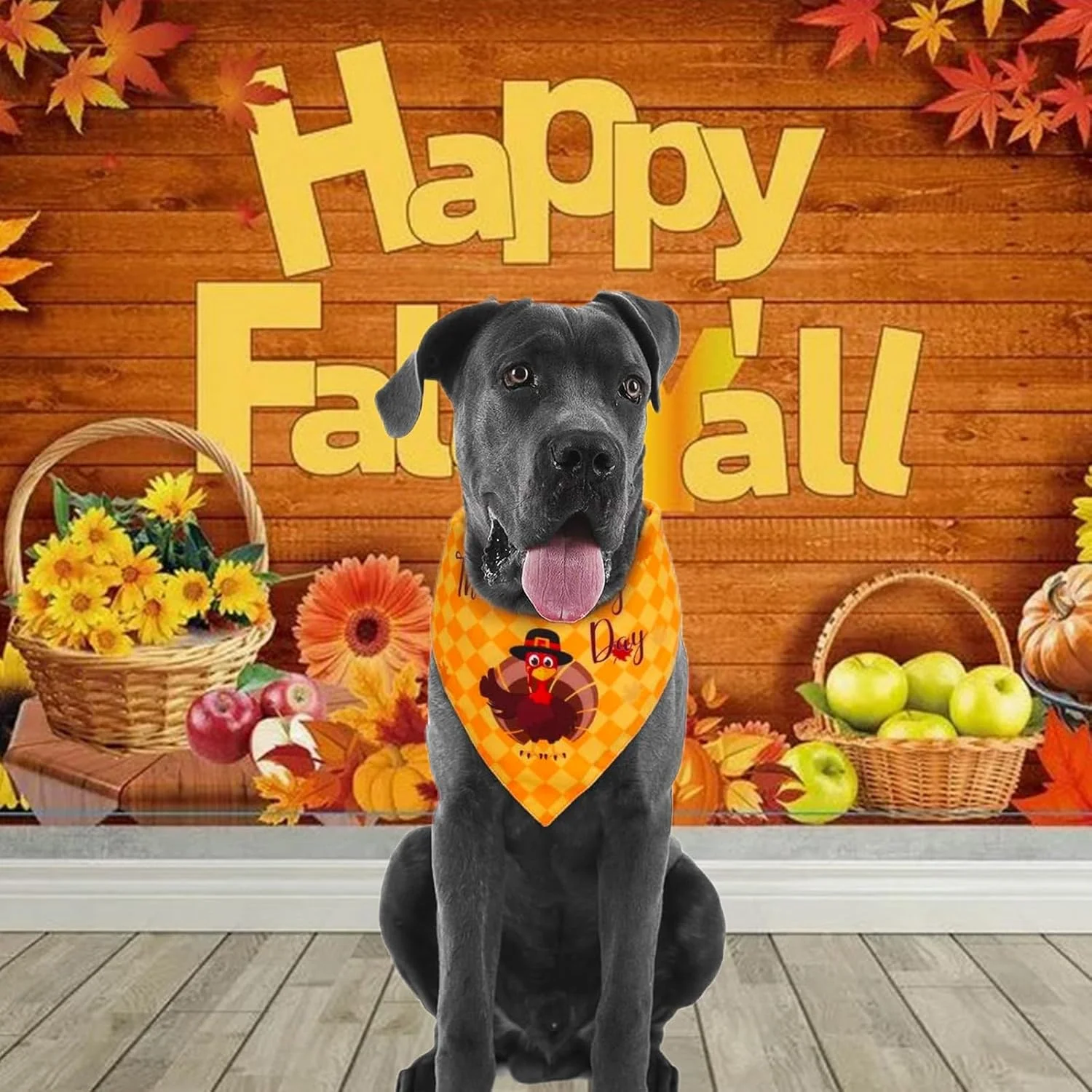 دستمال گردن سگ طرح بوقلمون مناسب جشن شکرگزاری، دستمال سه گوش قابل تنظیم برای سگ های بزرگ و متوسط، لوازم جانبی پارچه ای