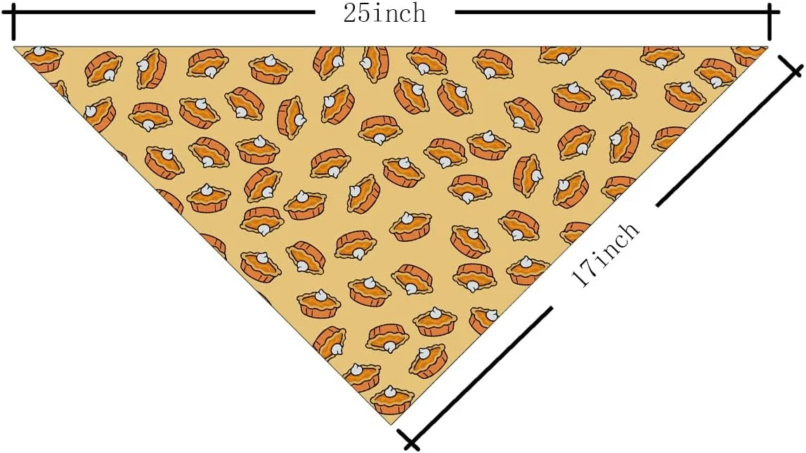 دستمال گردن سگ طرح کدو تنبل و کیک، مثلثی قابل تنظیم، نرم و زیبا، هدیه ای شیک برای سگ های سایز متوسط و کوچک
