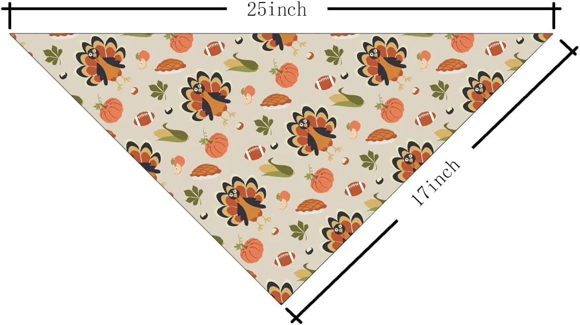 دستمال گردن سگ با طرح های جشن شکرگزاری، شامل بوقلمون، کدو تنبل، برگ های پاییزی، ذرت و سیب، مناسب برای سگ های کوچک و متوسط، هدیه ای برای سگ های دختر و پسر