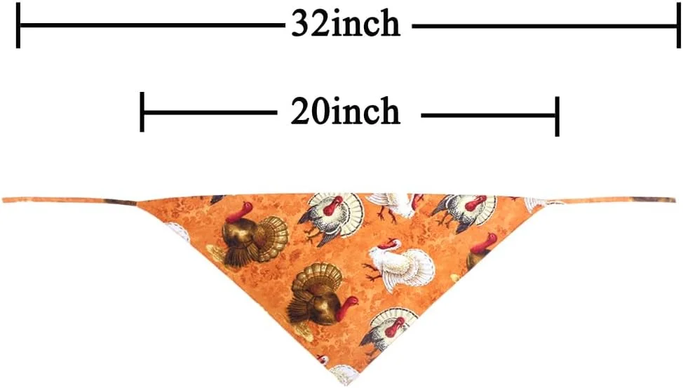 دستمال گردن سگ طرح شکرگزاری، مثلثی، دو رو، پیشبند و اکسسوری های شال گردن برای سگ ها، گربه ها و حیوانات خانگی بزرگ
