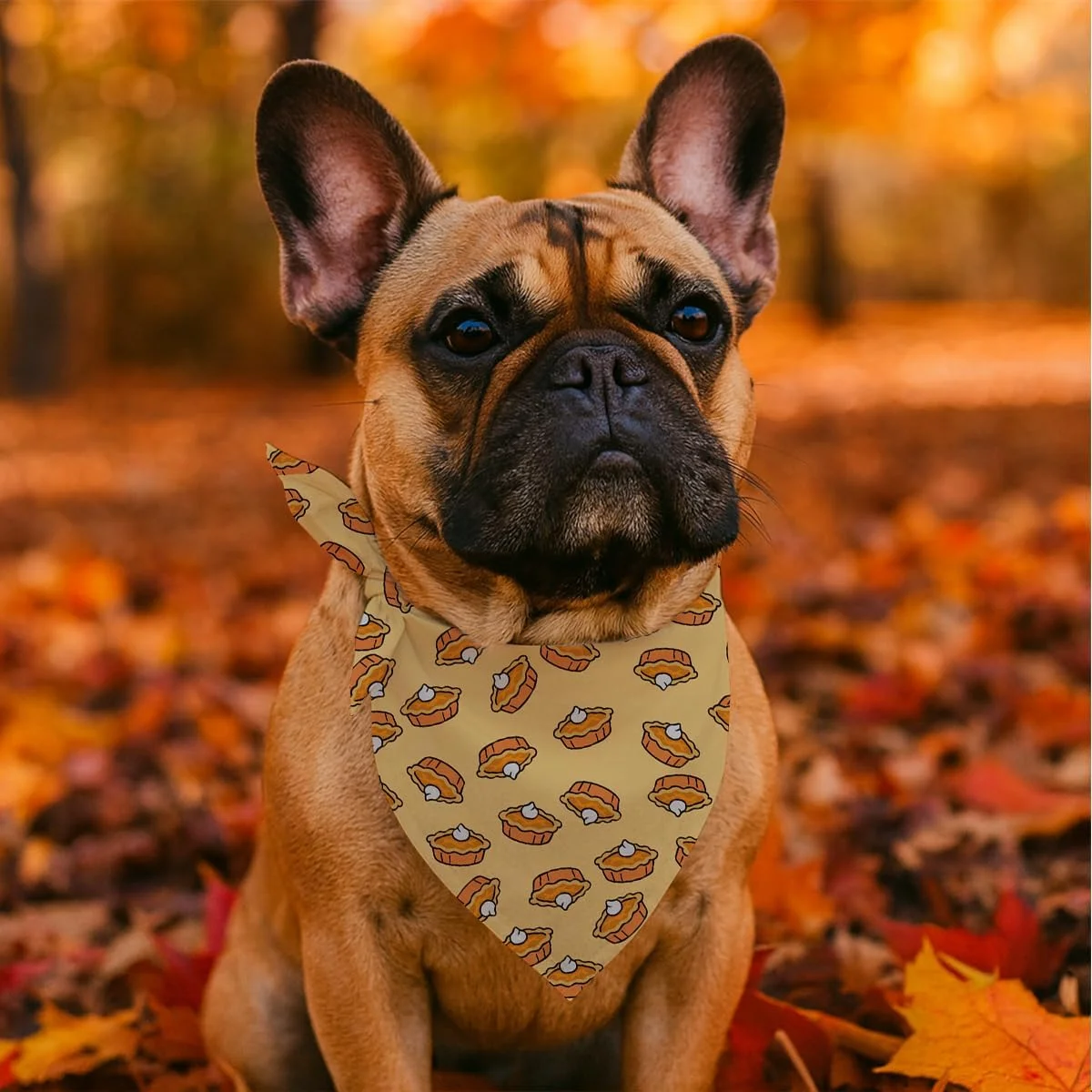 دستمال گردن سگ طرح کدو تنبل و کیک، مثلثی قابل تنظیم، نرم و زیبا، هدیه ای شیک برای سگ های سایز متوسط و کوچک