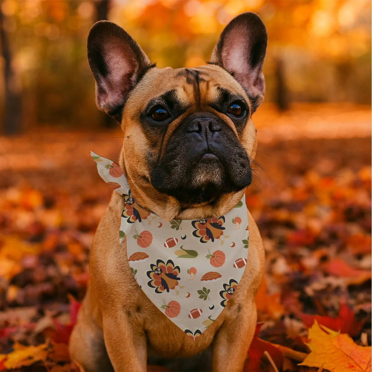 دستمال گردن سگ با طرح های جشن شکرگزاری، شامل بوقلمون، کدو تنبل، برگ های پاییزی، ذرت و سیب، مناسب برای سگ های کوچک و متوسط، هدیه ای برای سگ های دختر و پسر