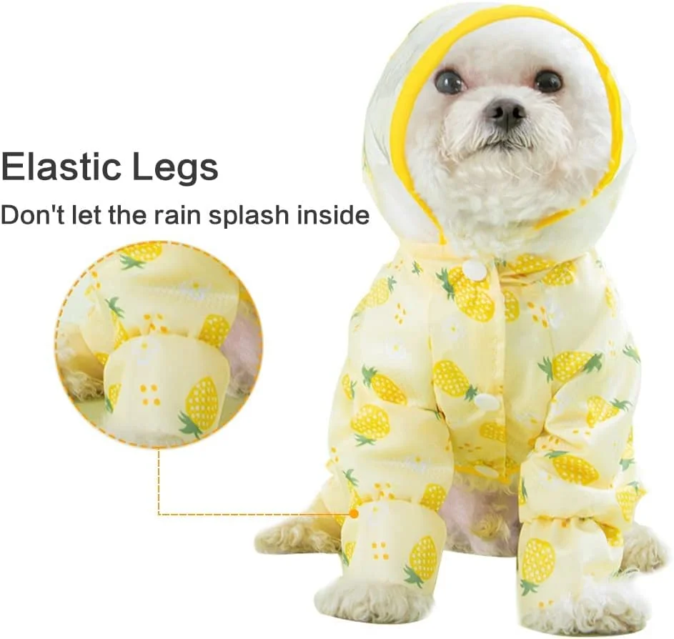 بارانی سگ تریفی، چهار پا، ضد آب، تمام پوشش با کلاه، ژاکت بارانی ضد آب با نوار بازتابنده شبانه، مناسب سگ های کوچک و متوسط، پانچوی لباس حیوانات خانگی