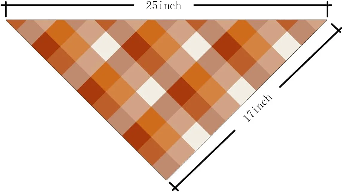 دستمال گردن سگ پاییزی طرح شطرنجی نارنجی، روسری حیوانات خانگی برای سگ های پسر و دختر، مناسب سگ های کوچک و متوسط، هدیه ای شیک برای سگ ها
