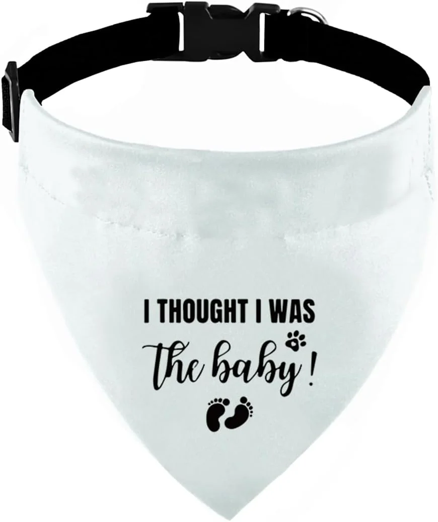 دستمال گردن سگ با سگک قابل تنظیم، دستمال گردن سگ برای اعلام نوزاد، قلاده حیوان خانگی قابل تنظیم با سگک رهاسازی سریع برای حیوانات خانگی کوچک، متوسط و بزرگ (سفید)