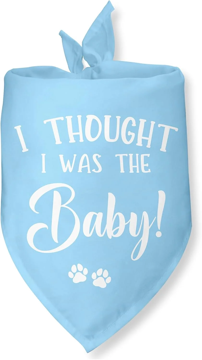 دستمال گردن سگ با طرح «فکر می‌کردم من بچه هستم» برای سگ‌های کوچک و متوسط و گربه‌ها (آبی)