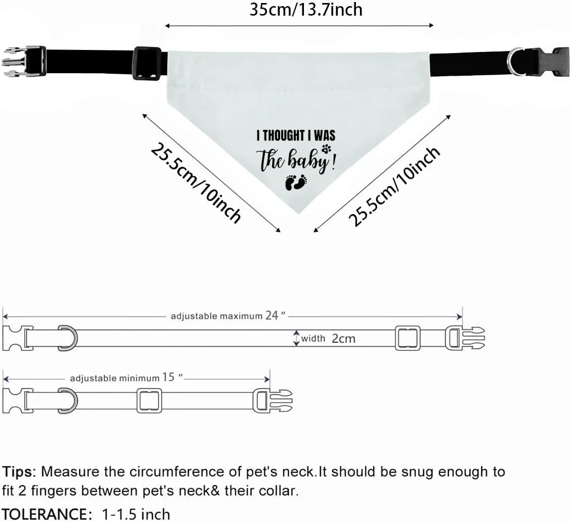دستمال گردن سگ با سگک قابل تنظیم، دستمال گردن سگ برای اعلام نوزاد، قلاده حیوان خانگی قابل تنظیم با سگک رهاسازی سریع برای حیوانات خانگی کوچک، متوسط و بزرگ (سفید)