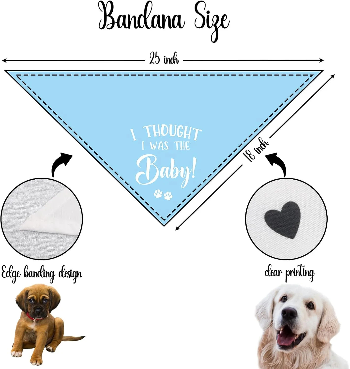 دستمال گردن سگ با طرح «فکر می‌کردم من بچه هستم» برای سگ‌های کوچک و متوسط و گربه‌ها (آبی)