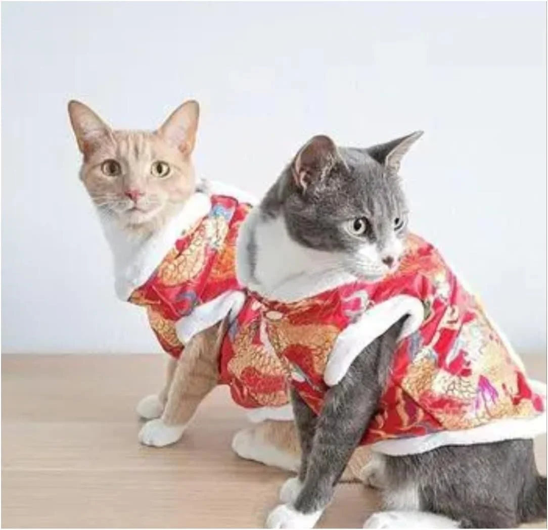 لباس گرم زمستانی طرح اژدهای چینی برای سگ و گربه، مناسب برای سگ های کوچک، متوسط و بزرگ، بولداگ، لباس سال نو (M)