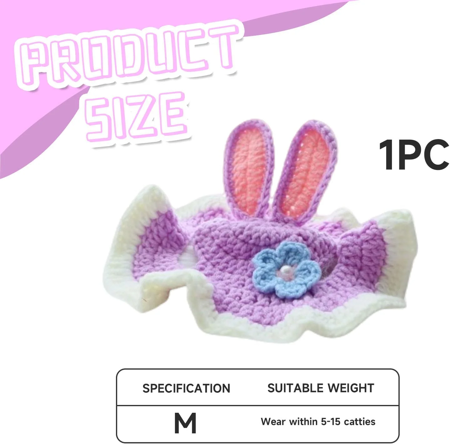 کلاه سگ THXFUNAREA، یک عدد، کلاه بافتنی کوچک سگ، کلاه طرح گوش خرگوشی برای سگ ها، کلاه نرم و راحت برای گربه ها، مناسب برای حیوانات خانگی کوچک، تزئین مهمانی حیوانات خانگی (بنفش)