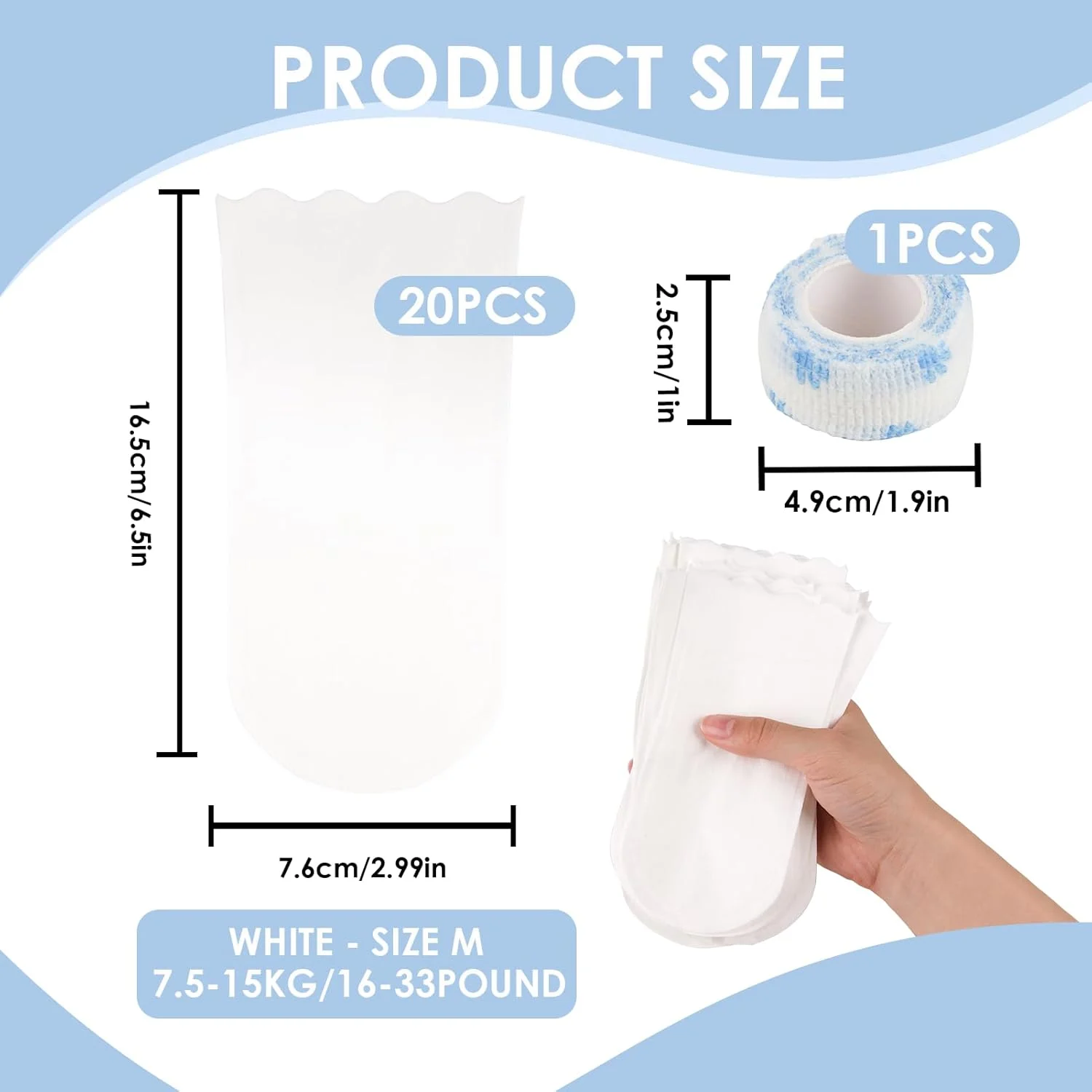 جوراب سگ یکبار مصرف Times Mark بسته 20 عددی برای پنجه های آسیب دیده - چکمه سگ ضد آب با باند، محافظ پنجه برای سگ های 7 تا 17 کیلوگرمی، ایده آل برای استفاده در داخل و خارج از منزل، جلوگیری از لیسیدن و بهبود