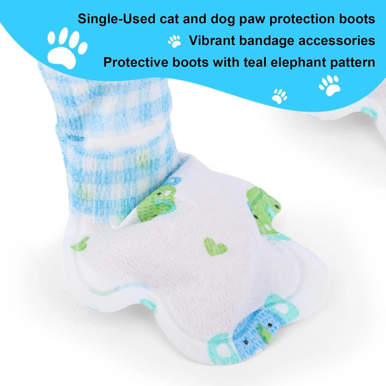 تینوالی، بسته 20 عددی پاپوش سگ یکبار مصرف، جوراب محافظ ضد آب پنجه با بانداژ قابل تنظیم، پاپوش تنفسی حیوانات خانگی برای سگ ها و گربه های سایز متوسط