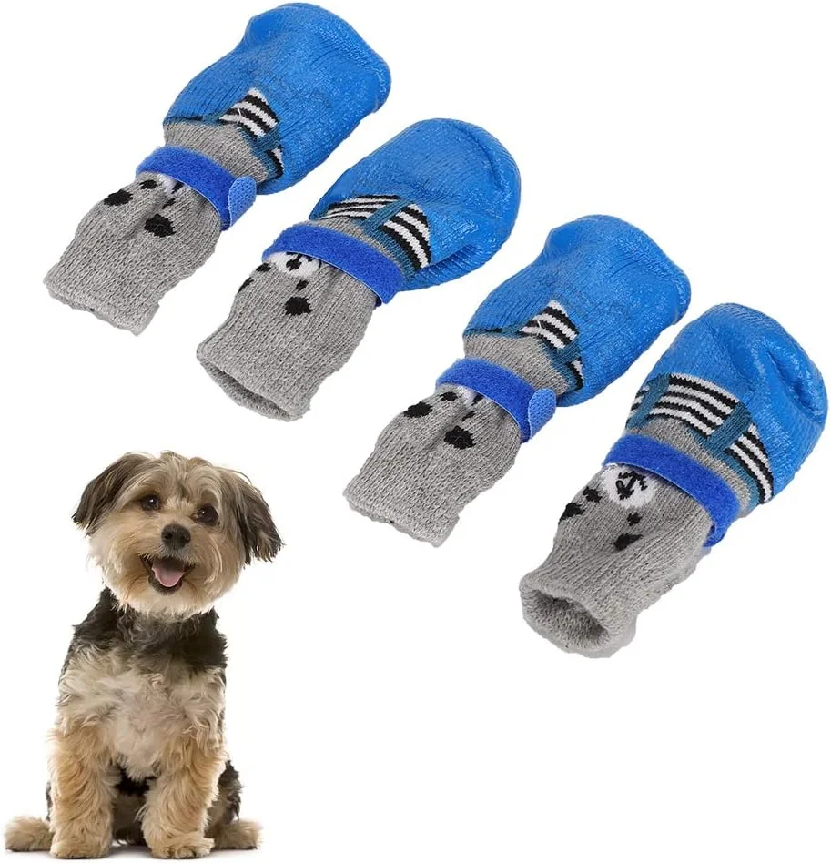 جوراب سگ بافتنی ضد لغزش Tnfeeon، محافظ پای سگ و گربه، کفش حیوانات خانگی با تقویت لاستیکی برای استفاده در داخل و خارج از منزل (سایز بزرگ)
