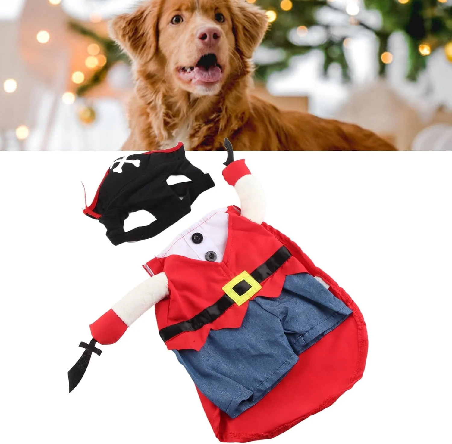 لباس دزد دریایی سگ Tnfeeon، لباس های فانتزی حیوانات خانگی، رنگ های روشن، پوشیدن آسان، تنفس پذیر، زیبا و راحت برای مهمانی ها (S)