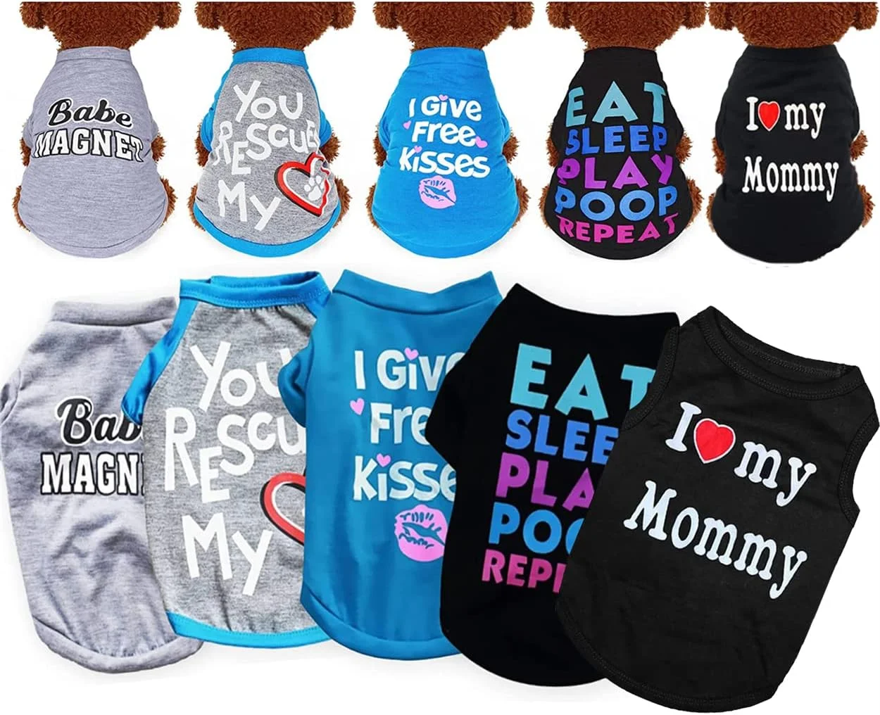 تامویس 5 عدد تیشرت سگ لباس چاپی حیوانات خانگی با حروف خنده دار تیشرت های تابستانی حیوانات خانگی تیشرت های خنک توله سگ لباس سگ تنفسی ژاکت نرم سگ برای سگ ها و گربه های خانگی (کوچک)