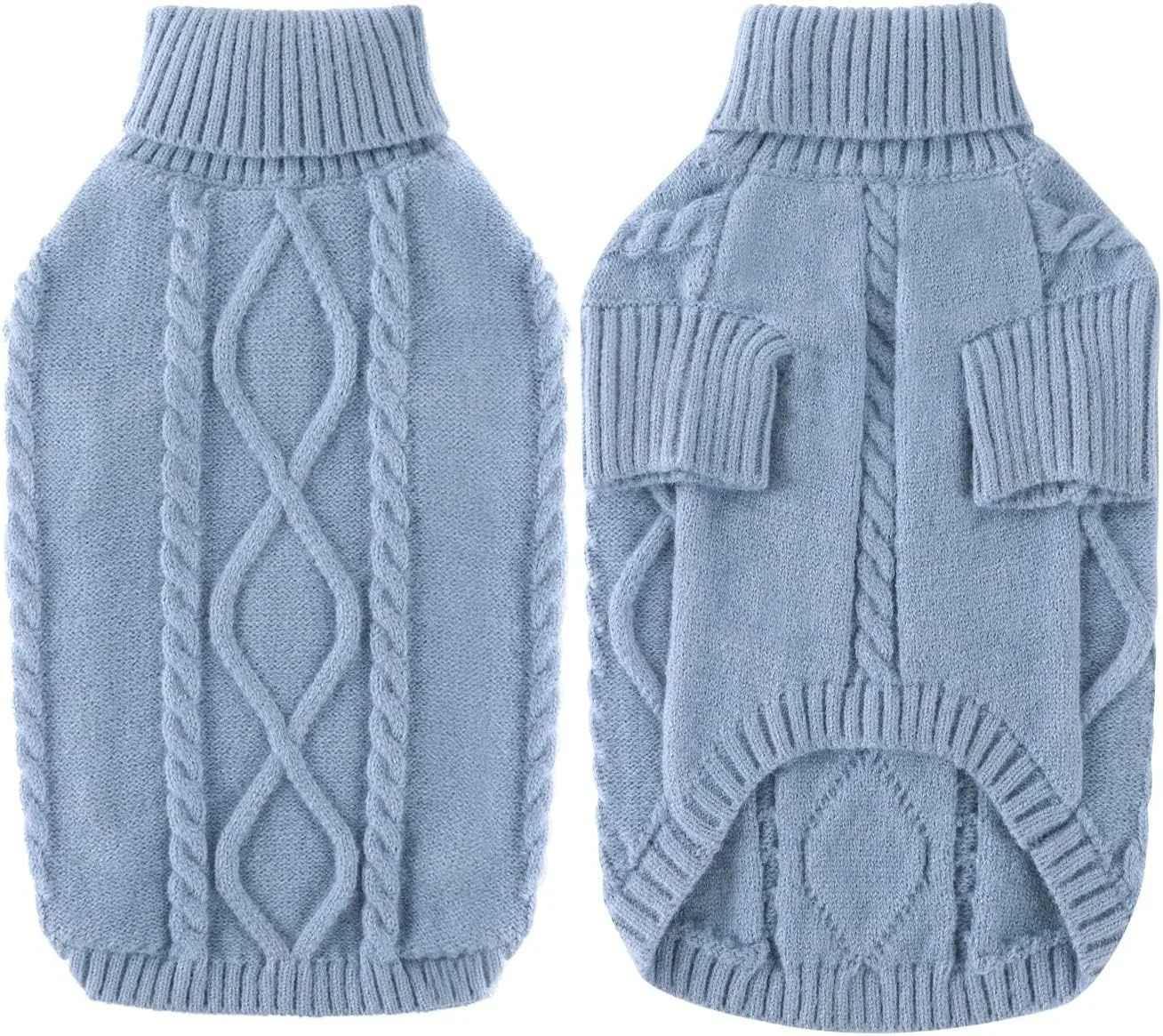 لباس سگ زمستانی TOMVAES، لباس گرم پشمی گربه، پلیور یقه اسکی کلاسیک بافتنی تعطیلات کریسمس (آبی XS - L) (XS)