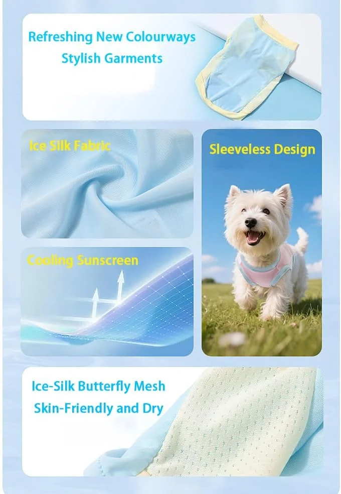 جلیقه خنک کننده سگ با محافظت در برابر اشعه ماوراء بنفش 50+، فناوری خنک کننده ابریشم یخی، پارچه تنفسی با قابلیت خشک شدن سریع، جلیقه خنک کننده سبک وزن محافظت از آفتاب تابستانی برای تمرینات فعال (صورتی)