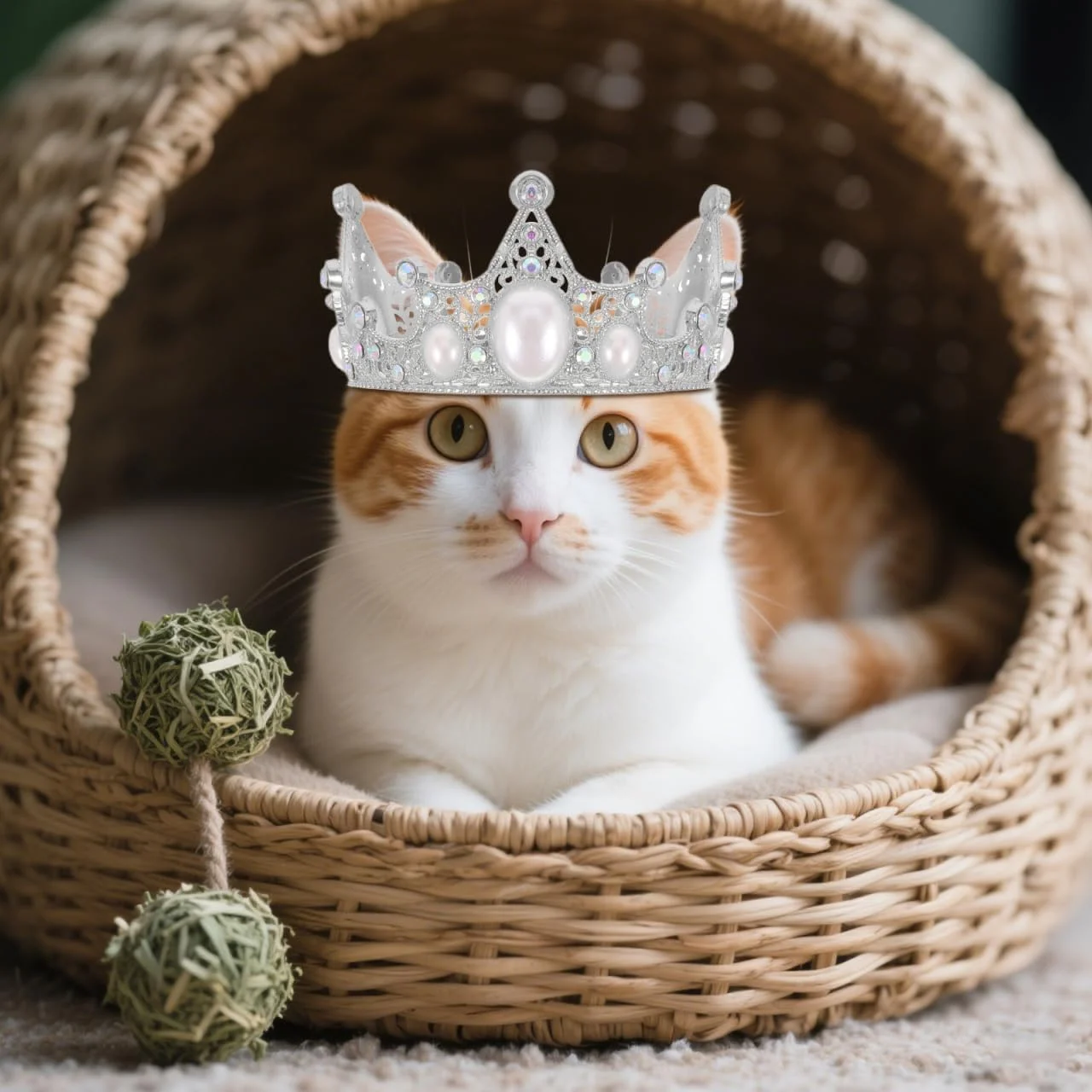 تاج جشن تولد حیوانات خانگی Toyvian: کلاه تاج سگ کوچک با بند قابل تنظیم برای جشن تولد، عروسی و رویدادهای جشن - نقره ای