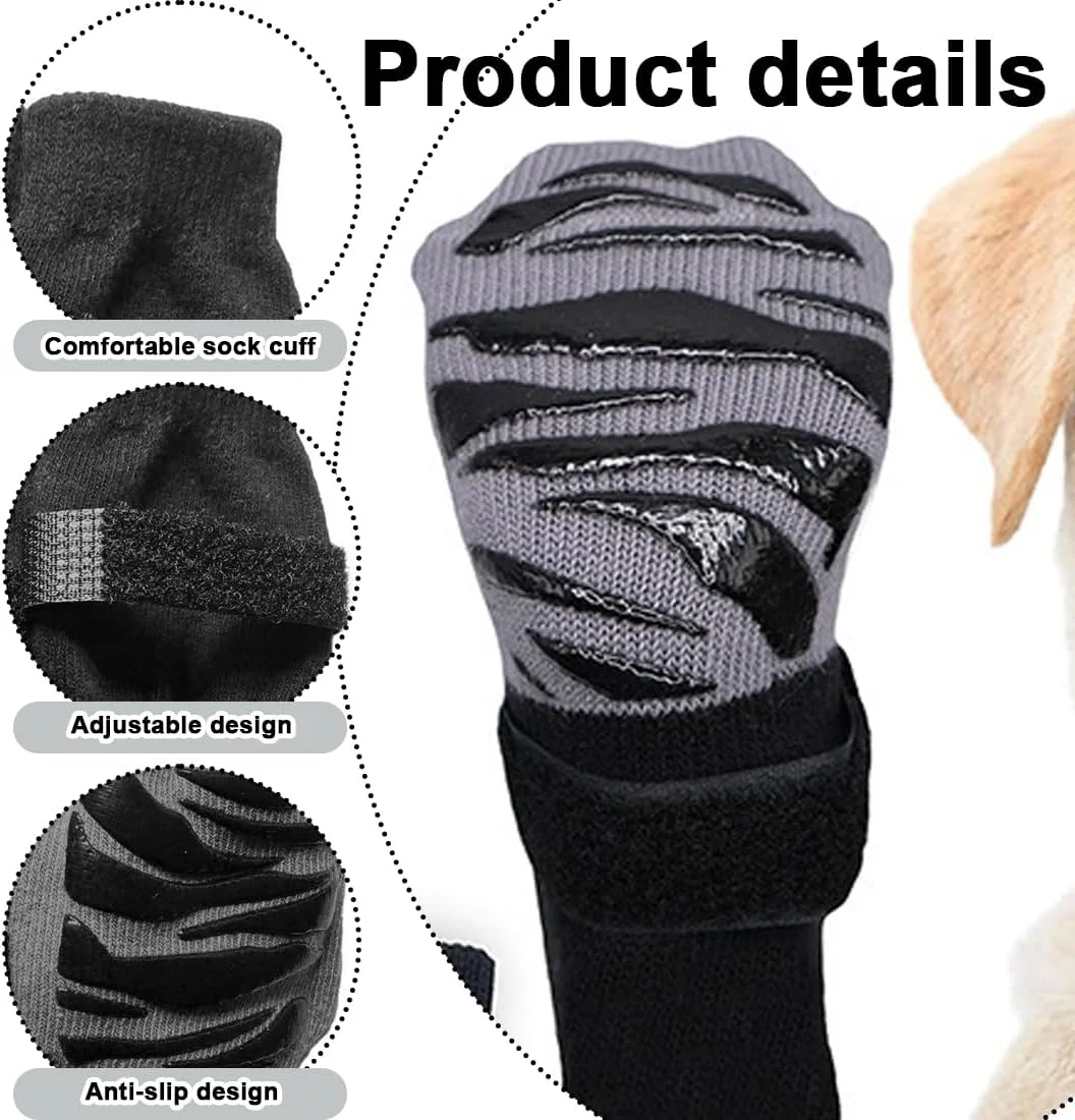 جوراب سگ ضد لغزش 2 جفت، محافظ پنجه دو طرفه، مناسب فضای داخلی و خارجی با بند قابل تنظیم، سایز M، مشکی جوراب سگ ضد لغزش 2 جفت، محافظ پنجه دو طرفه، مناسب فضای داخلی و خارجی با بند قابل تنظیم، سایز M، مشکی