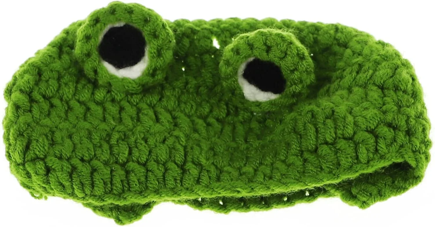 کلاه حیوانات خانگی Toysructin، کلاه بافتنی طرح قورباغه خنده دار، لوازم جانبی برای آراستن گربه و سگ های کوچک، متوسط و بزرگ، هدبند بافتنی دست ساز طرح قورباغه چشم درشت برای بچه گربه، توله سگ، هالووین و نقش آفرینی