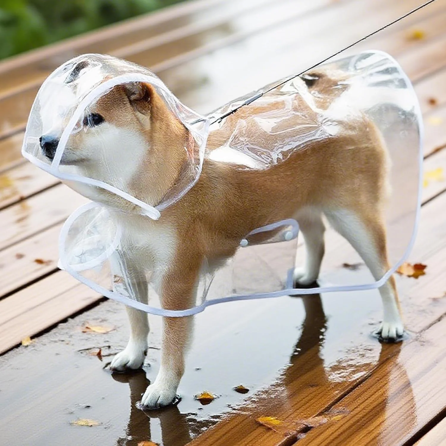 بارانی شفاف سگ با کلاه، ضد آب و شیک، مناسب سگ های کوچک و متوسط برای روزهای بارانی و پیاده روی در فضای باز
