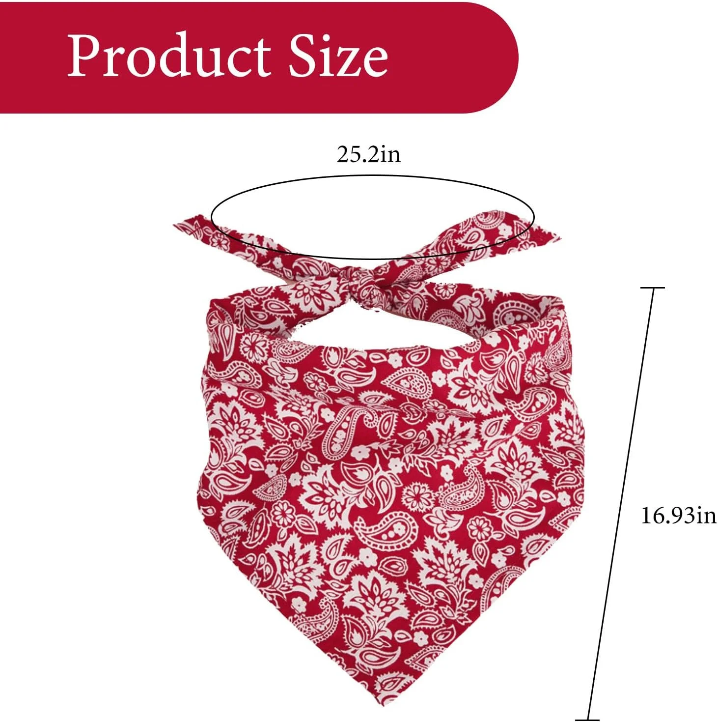 دستمال گردن سگ خانگی، 1 عدد دستمال سه گوش پنبه ای حیوانات خانگی طرح گل بادام هندی قرمز، دستمال گردن سگ قابل تنظیم، دستمال سر سگ برای سگ های کوچک و متوسط، لوازم مهمانی هدیه حیوانات خانگی، 63 * 43 * 43 سانتی متر