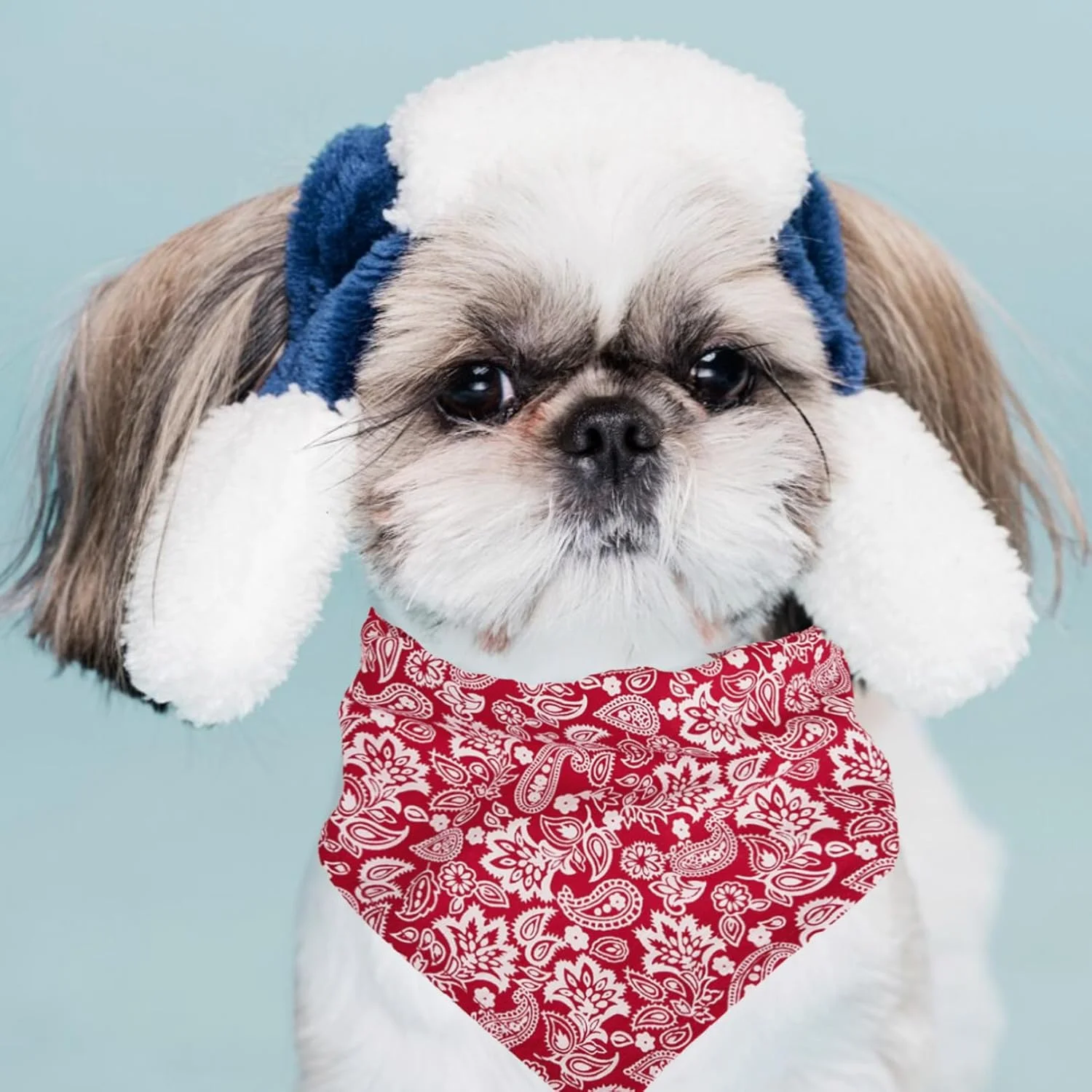 دستمال گردن سگ خانگی، 1 عدد دستمال سه گوش پنبه ای حیوانات خانگی طرح گل بادام هندی قرمز، دستمال گردن سگ قابل تنظیم، دستمال سر سگ برای سگ های کوچک و متوسط، لوازم مهمانی هدیه حیوانات خانگی، 63 * 43 * 43 سانتی متر