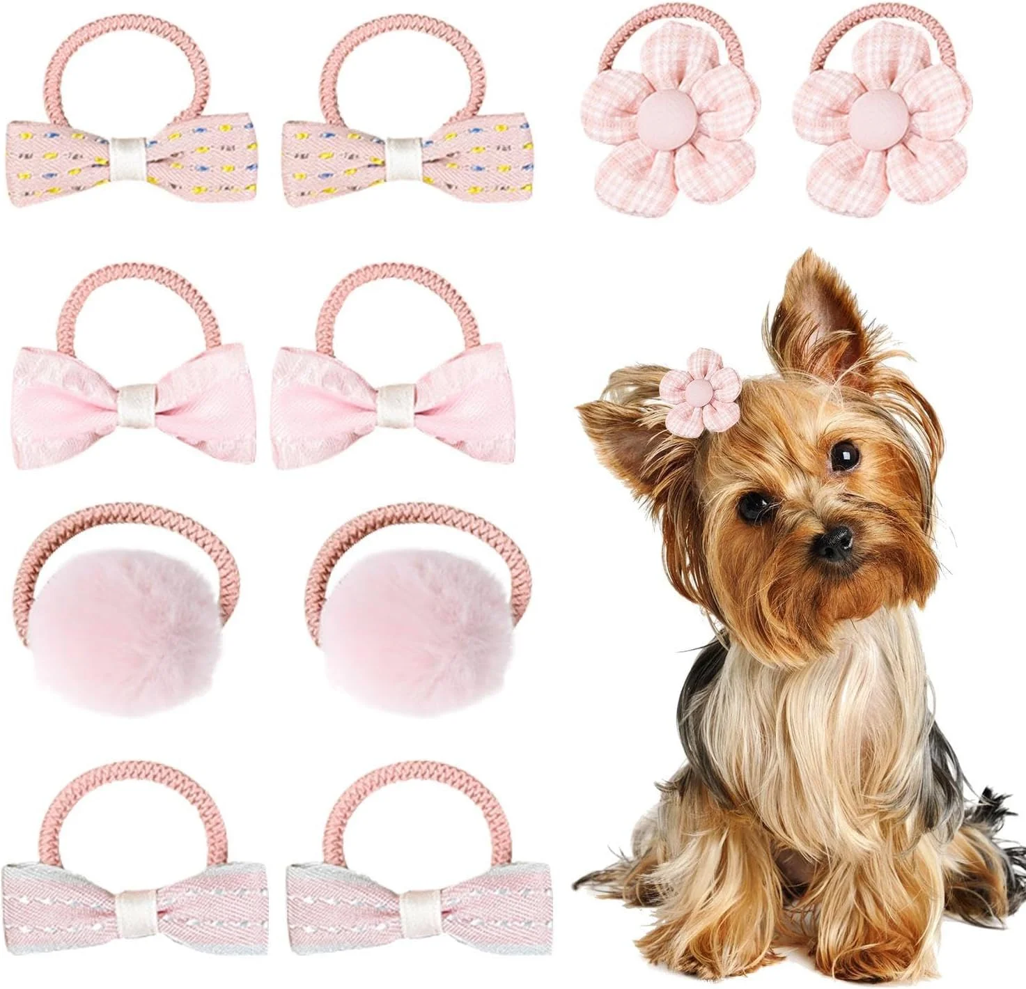 TVSVKWE ده عدد حلقه موی حیوانات خانگی، لوازم جانبی موی حیوانات خانگی، حلقه موی زیبا، حلقه موی کشسان و لوازم آرایش حیوانات خانگی.