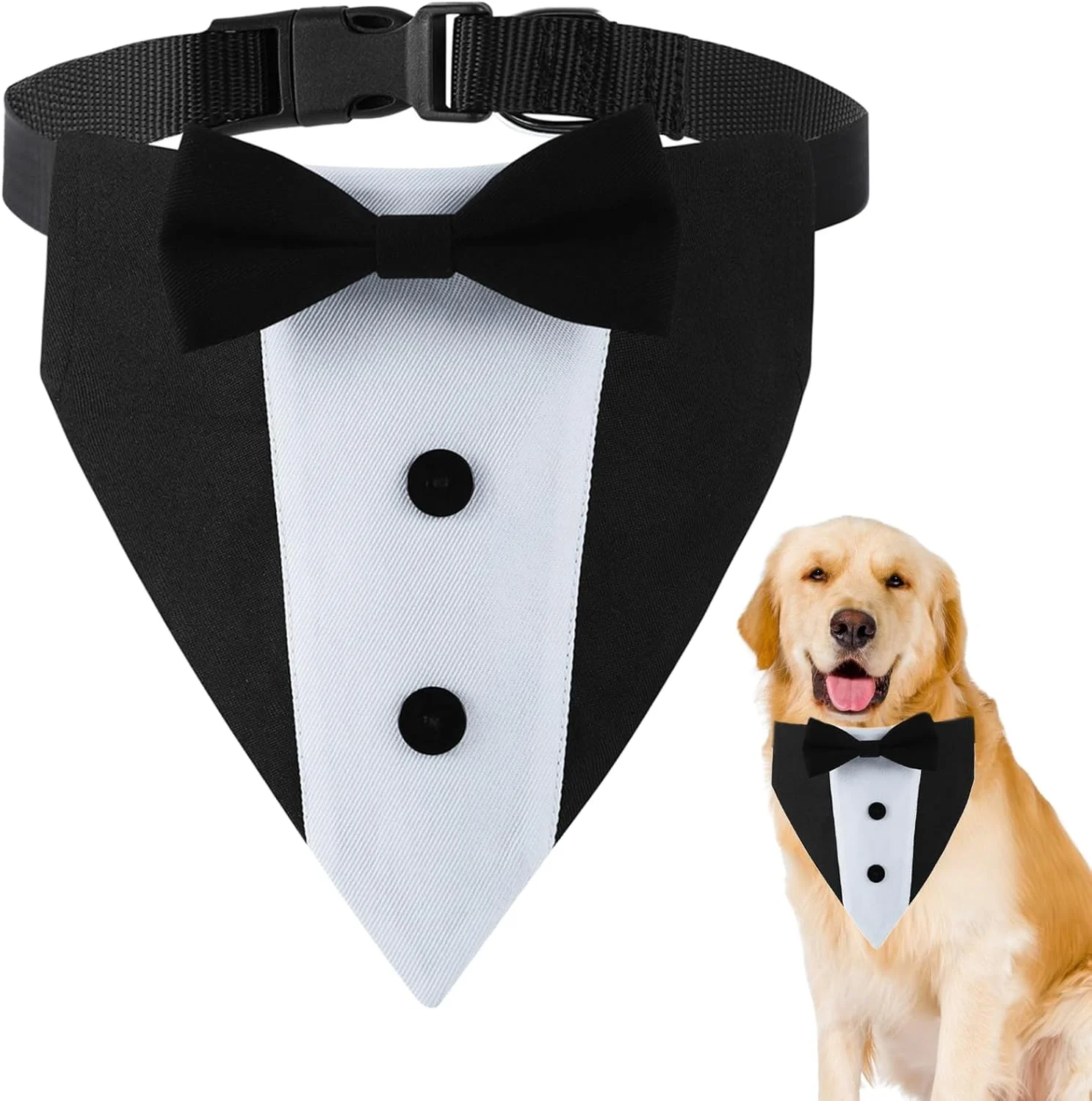لباس رسمی سگ با پاپیون، قابل تنظیم برای دور گردن 38 تا 63 سانتی متر
