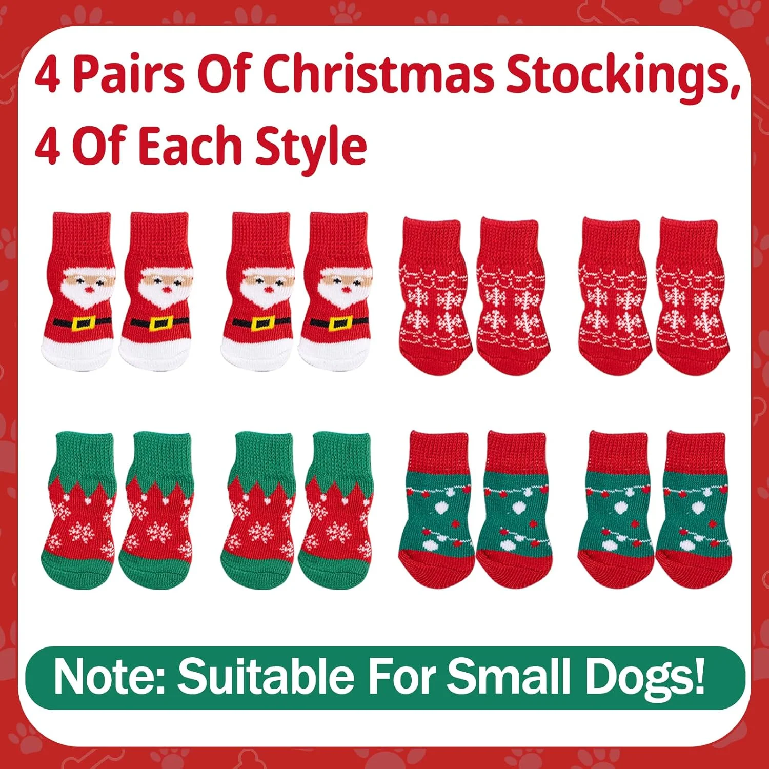 لباس کریسمس سگ، لباس حیوانات خانگی برای کریسمس، 16 عدد جوراب سگ برای کریسمس، محافظ جلوگیری از لیسیدن برای سگ های کوچک
