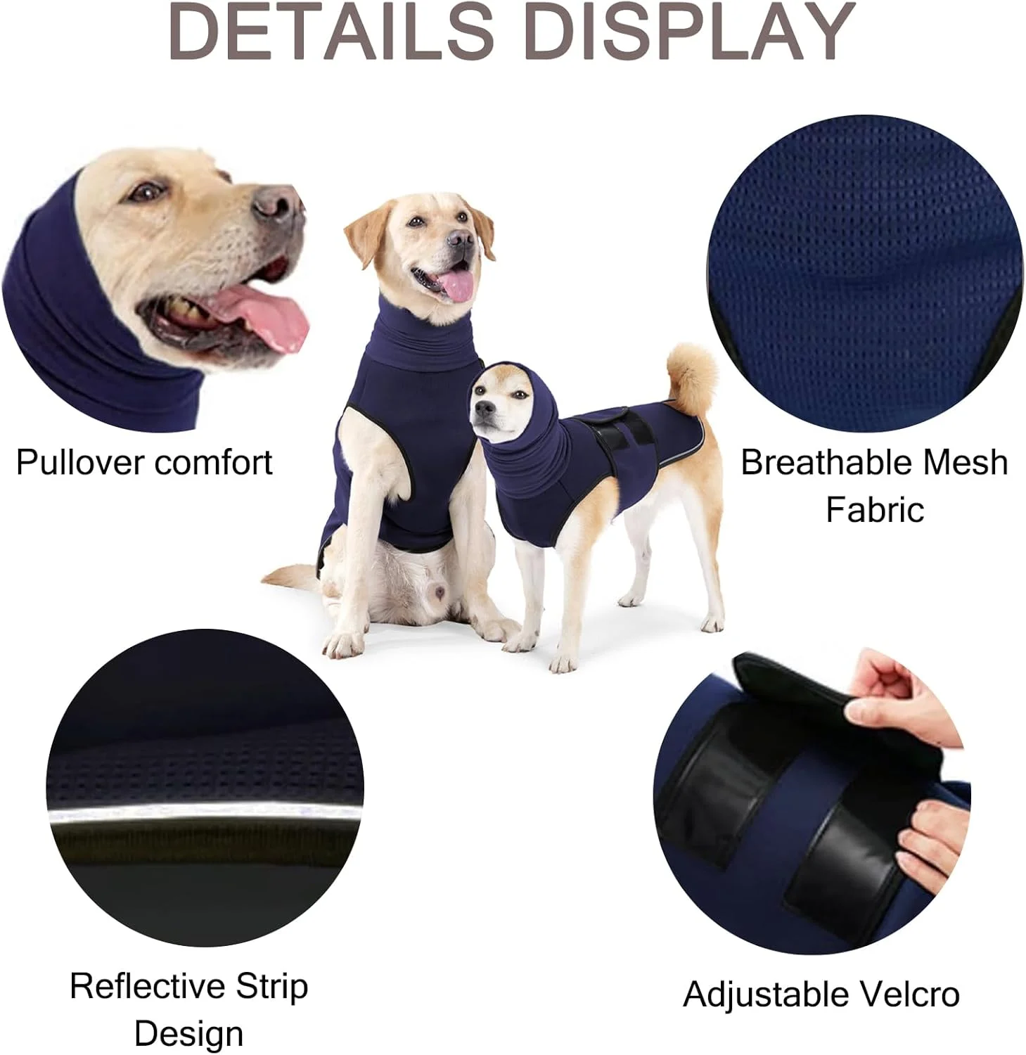 جلیقه ضد استرس سگ TYXHXTF، ژاکت اضطراب سگ، کت آرامش بخش، کت سگ با کلاه آرامش بخش، پیراهن آرامش بخش، تسکین اضطراب برای سگ ها